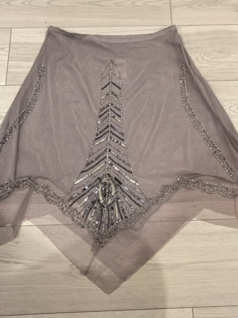 VTG Y2K Wet Seal Mesh Handkerchief Skirt NWT Size 0 Beaded Art Deco